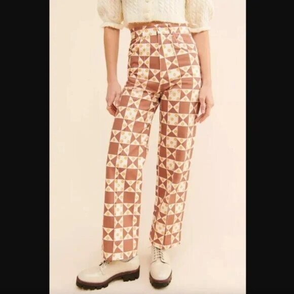 Lisa Says Gah Denim - Lisa Says Gah The Robyn Jeans Brown Patchwork Floral
